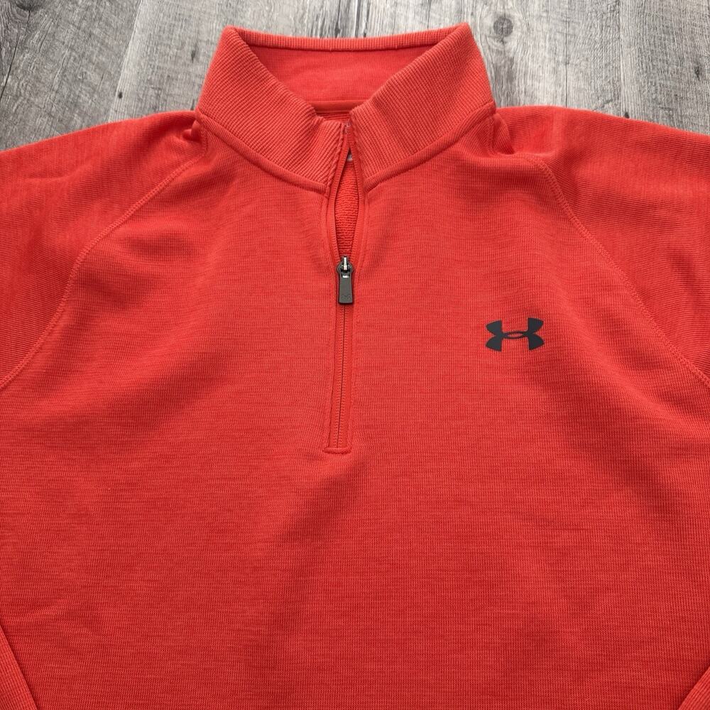 Under Armour STORM Fleece Mens XL Loose 1/4 Zip Pullover ColdGear Sweater Orange